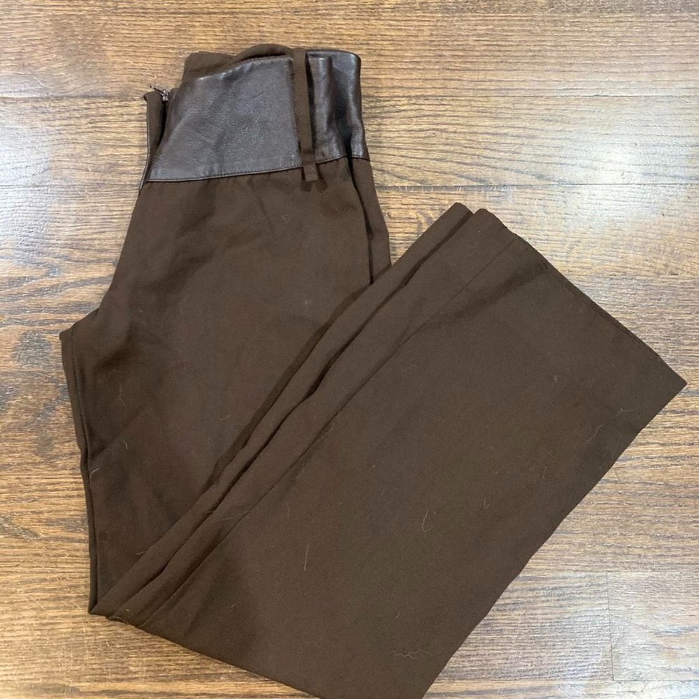 Brown culotte pants with leather waist band